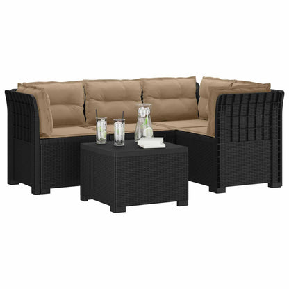 Divano da giardino 4 posti con cuscini aspetto rattan PP | homemem39
