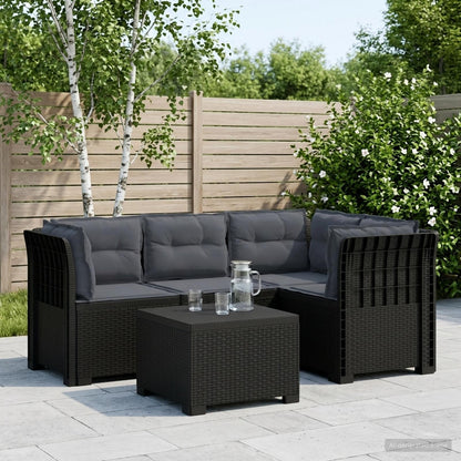 Divano da giardino 4 posti con cuscini aspetto rattan PP | homemem39