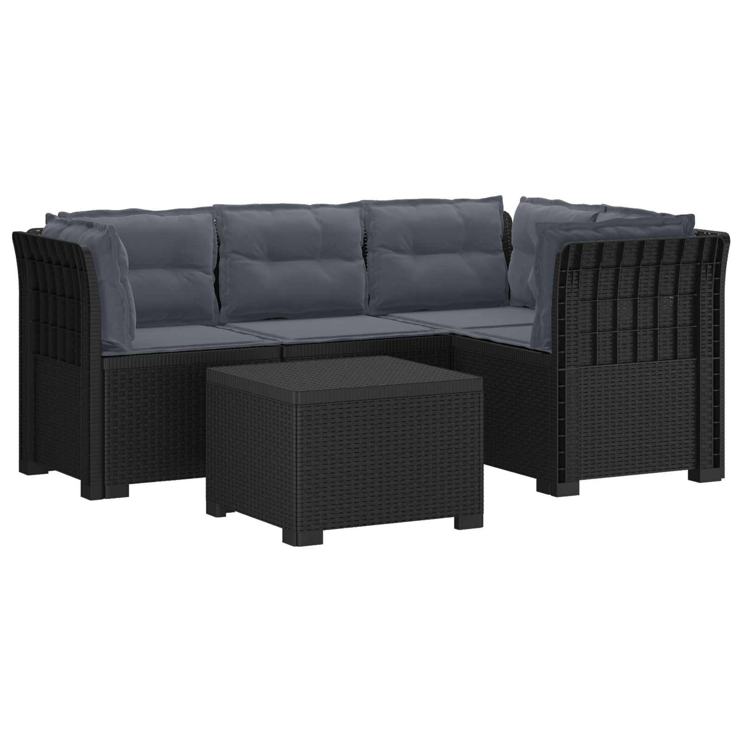 Divano da giardino 4 posti con cuscini aspetto rattan PP | homemem39