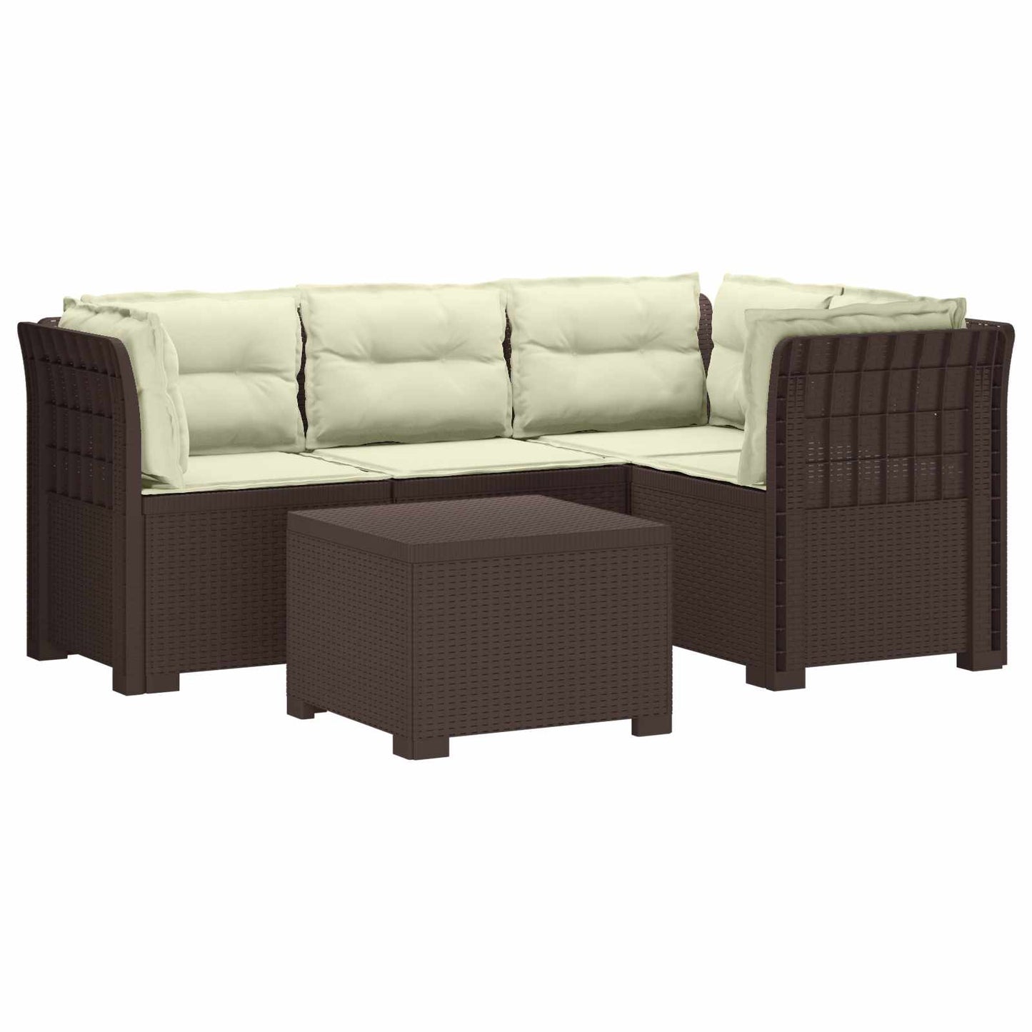 Divano da giardino 4 posti con cuscini aspetto rattan PP | homemem39