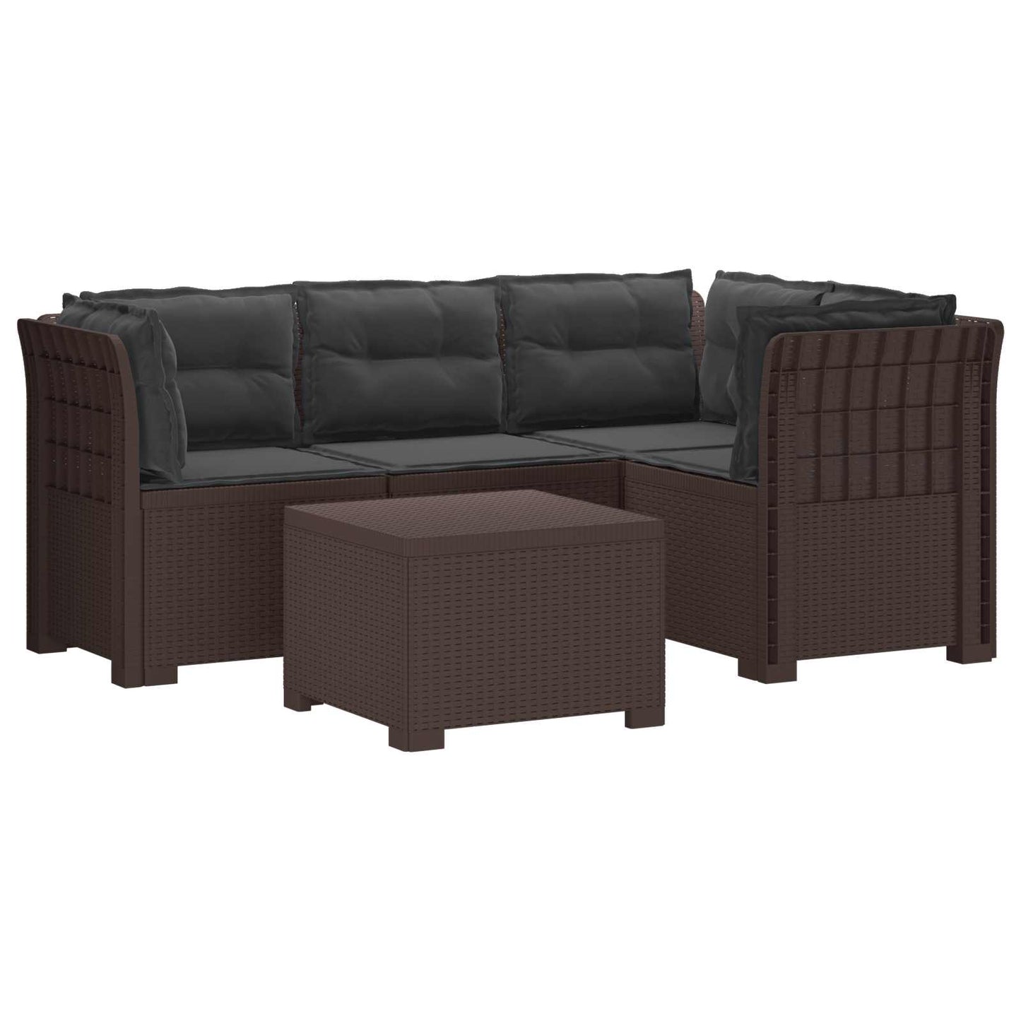 Divano da giardino 4 posti con cuscini aspetto rattan PP | homemem39