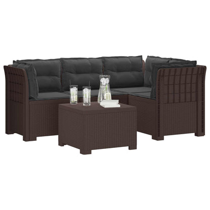 Divano da giardino 4 posti con cuscini aspetto rattan PP | homemem39