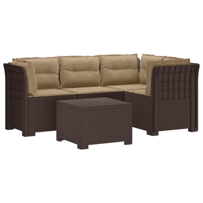 Divano da giardino 4 posti con cuscini aspetto rattan PP | homemem39