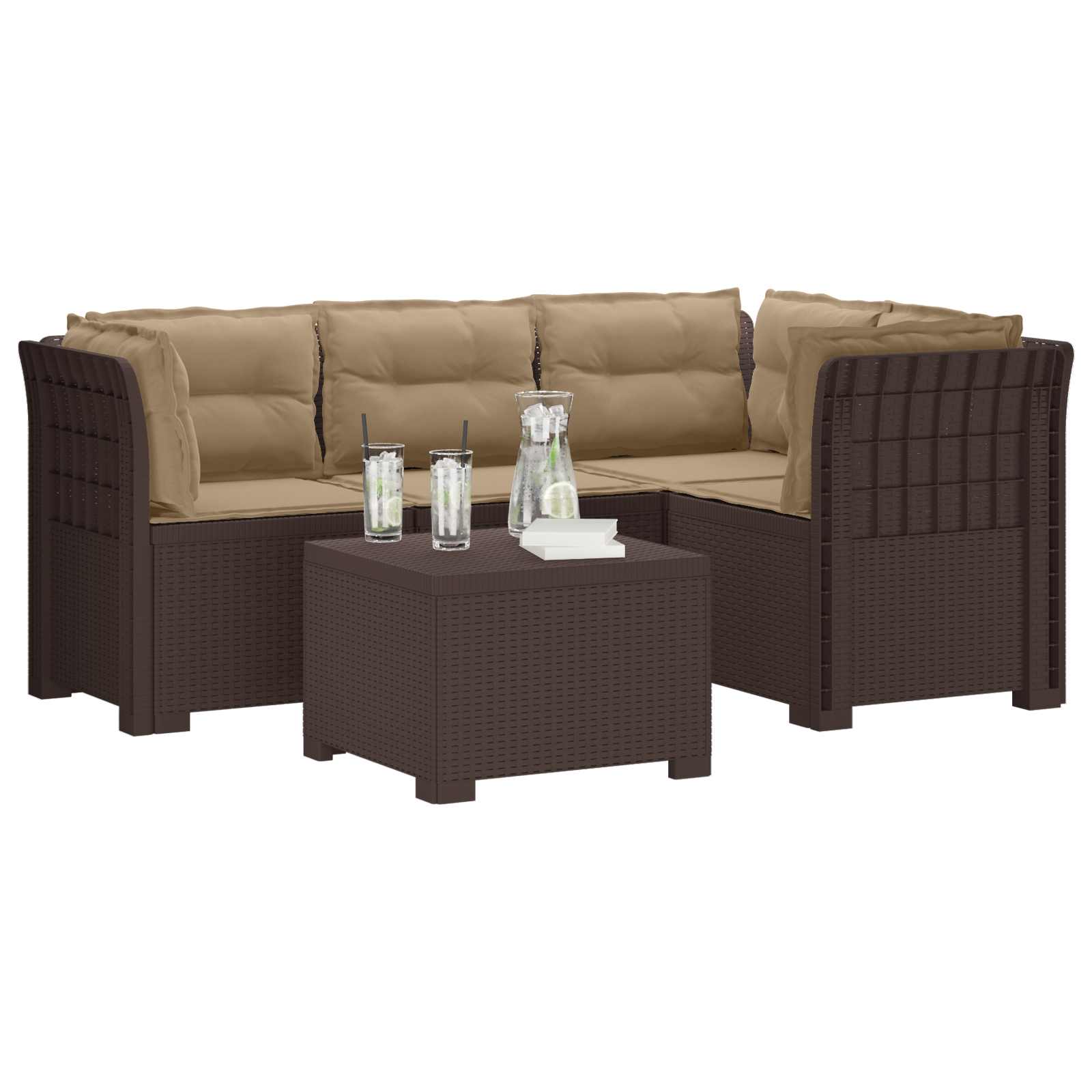 Divano da giardino 4 posti con cuscini aspetto rattan PP | homemem39