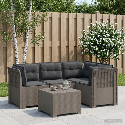 Divano da giardino 4 posti con cuscini aspetto rattan PP | homemem39