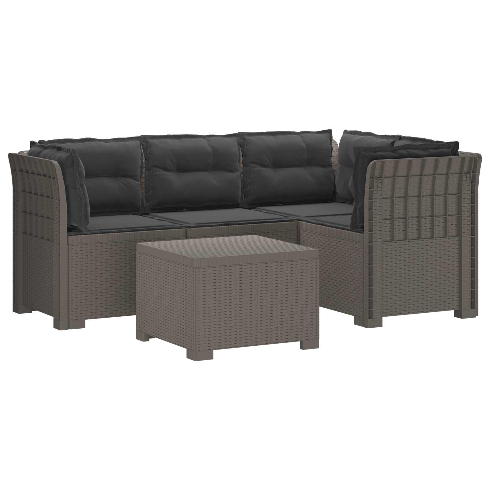 Divano da giardino 4 posti con cuscini aspetto rattan PP | homemem39