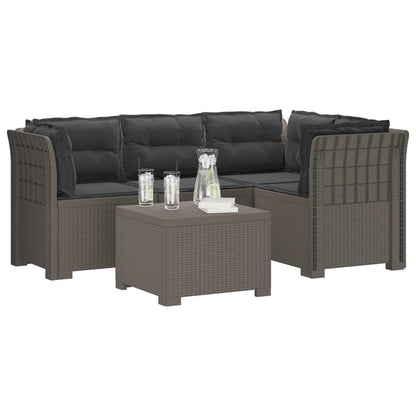 Divano da giardino 4 posti con cuscini aspetto rattan PP | homemem39