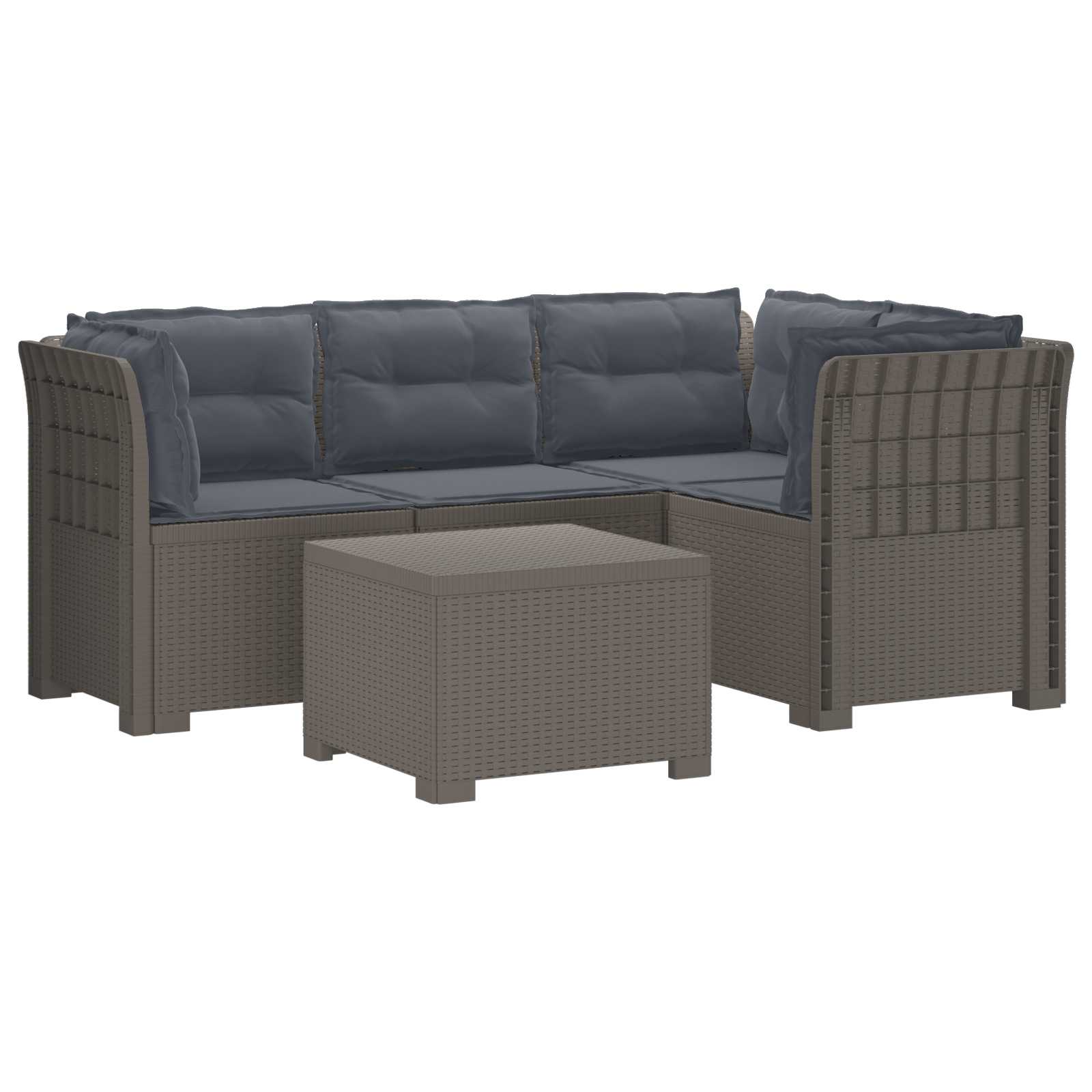 Divano da giardino 4 posti con cuscini aspetto rattan PP | homemem39