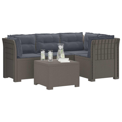 Divano da giardino 4 posti con cuscini aspetto rattan PP | homemem39
