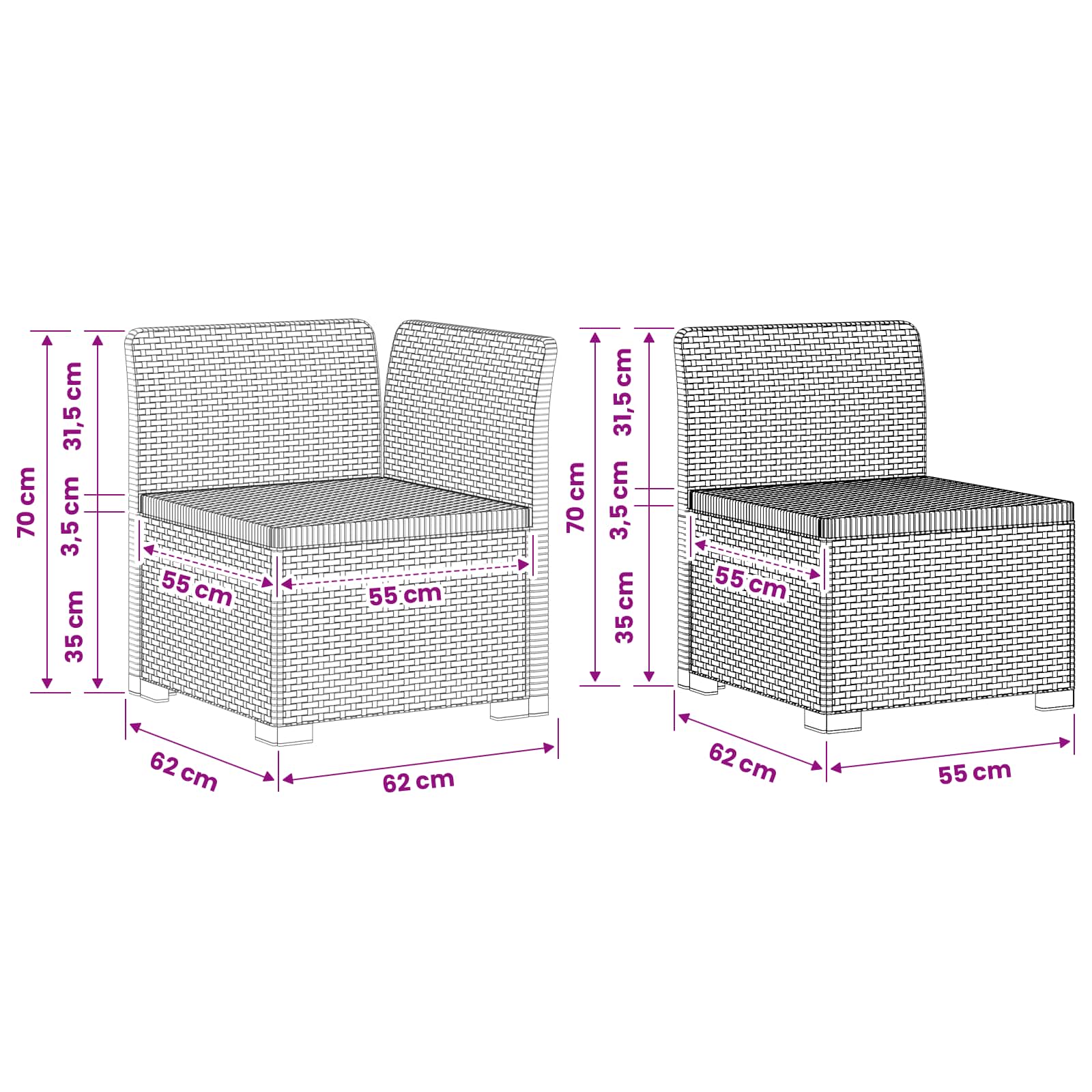 Divano da Giardino 5 Posti Stile Rattan PP Antracite | homemem39