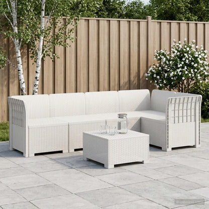 Divano da Giardino 5 Posti Stile Rattan PP Bianco | homemem39
