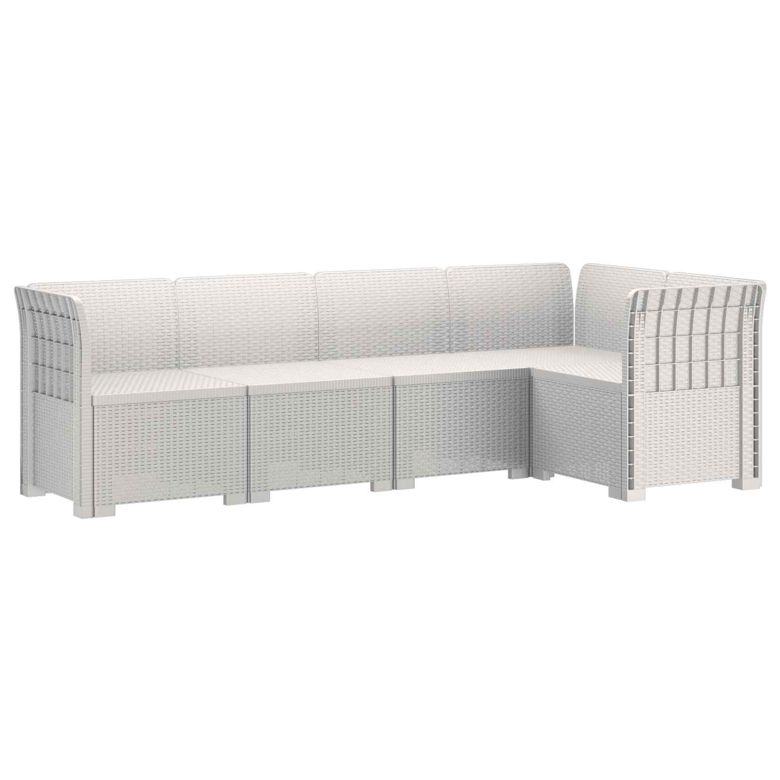 Divano da Giardino 5 Posti Stile Rattan PP Bianco | homemem39