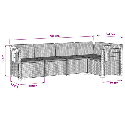 Divano da Giardino 5 Posti Stile Rattan PP Grigio Chiaro | homemem39