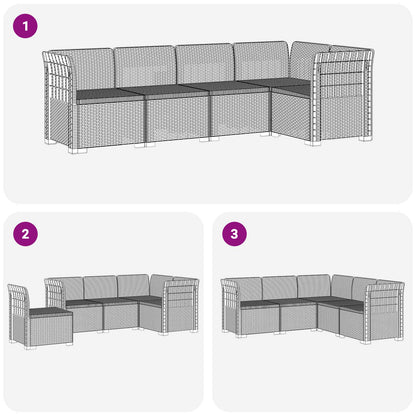 Divano da Giardino 5 Posti Stile Rattan PP Grigio Chiaro | homemem39