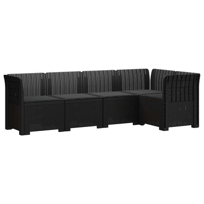 Divano da Giardino 5 Posti con Cuscini Stile Rattan PP | homemem39