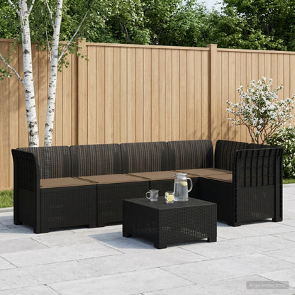 Divano da Giardino 5 Posti con Cuscini Stile Rattan PP | homemem39