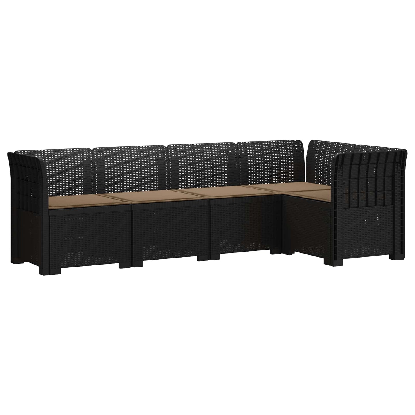 Divano da Giardino 5 Posti con Cuscini Stile Rattan PP | homemem39