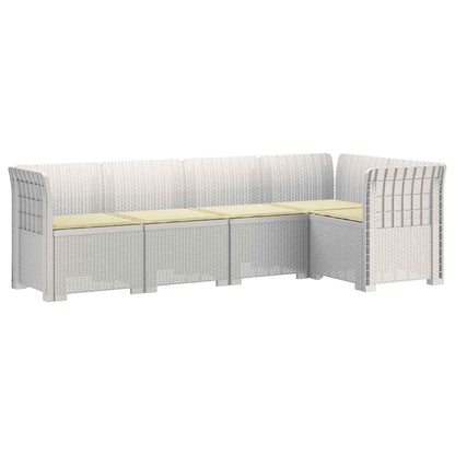 Divano da Giardino 5 Posti con Cuscini Stile Rattan PP Bianco | homemem39