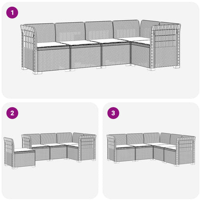 Divano da Giardino 5 Posti con Cuscini Stile Rattan PP Bianco | homemem39