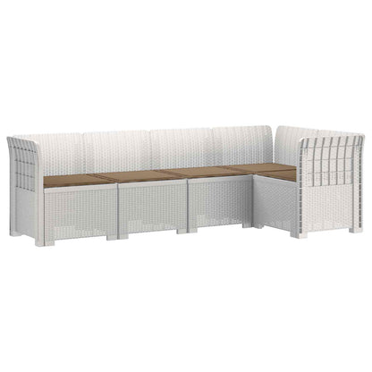 Divano da Giardino 5 Posti con Cuscini Stile Rattan PP Bianco | homemem39