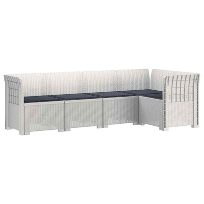 Divano da Giardino 5 Posti con Cuscini Stile Rattan PP Bianco | homemem39