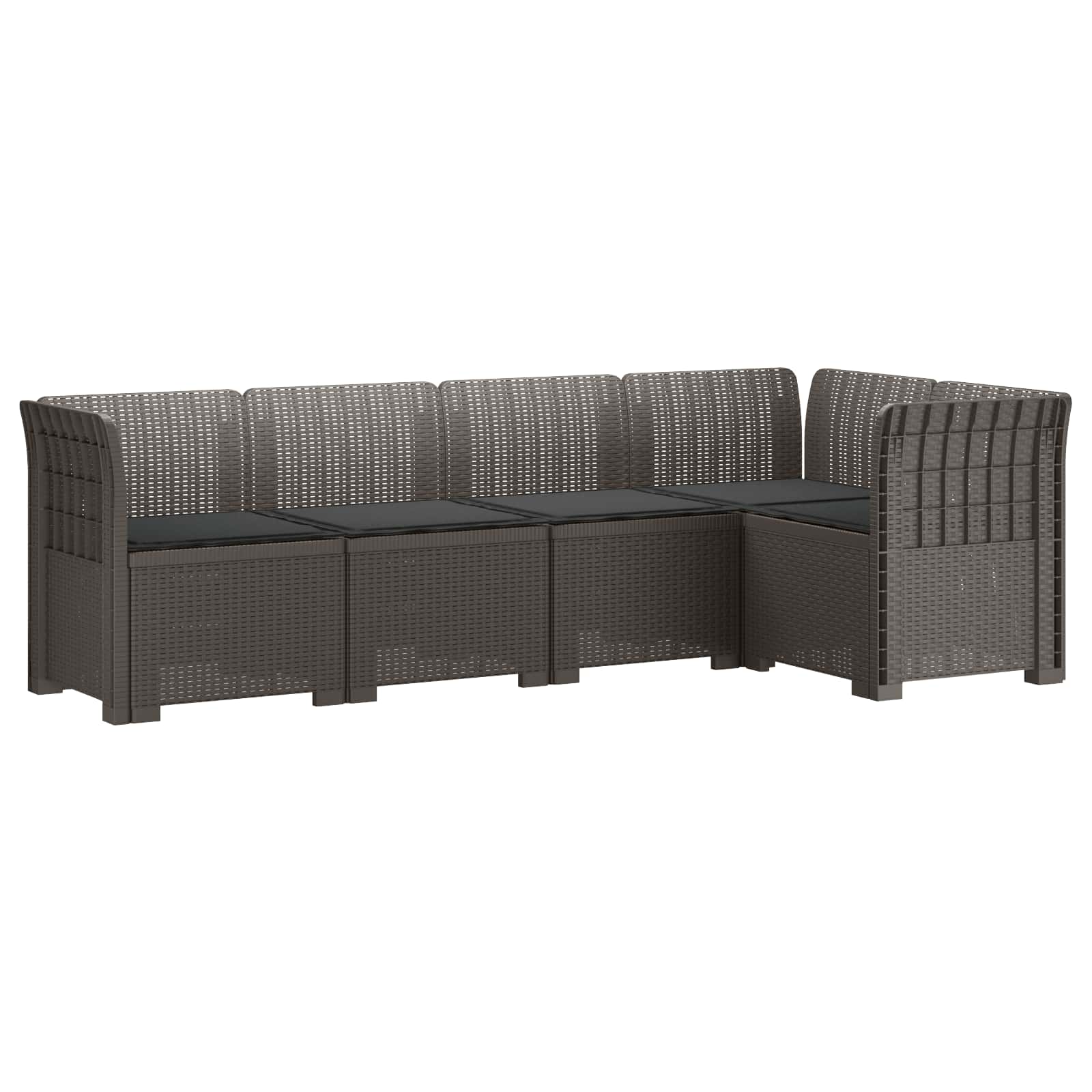 Divano da Giardino 5 Posti con Cuscini Stile Rattan PP | homemem39