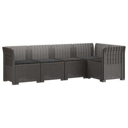 Divano da Giardino 5 Posti con Cuscini Stile Rattan PP | homemem39