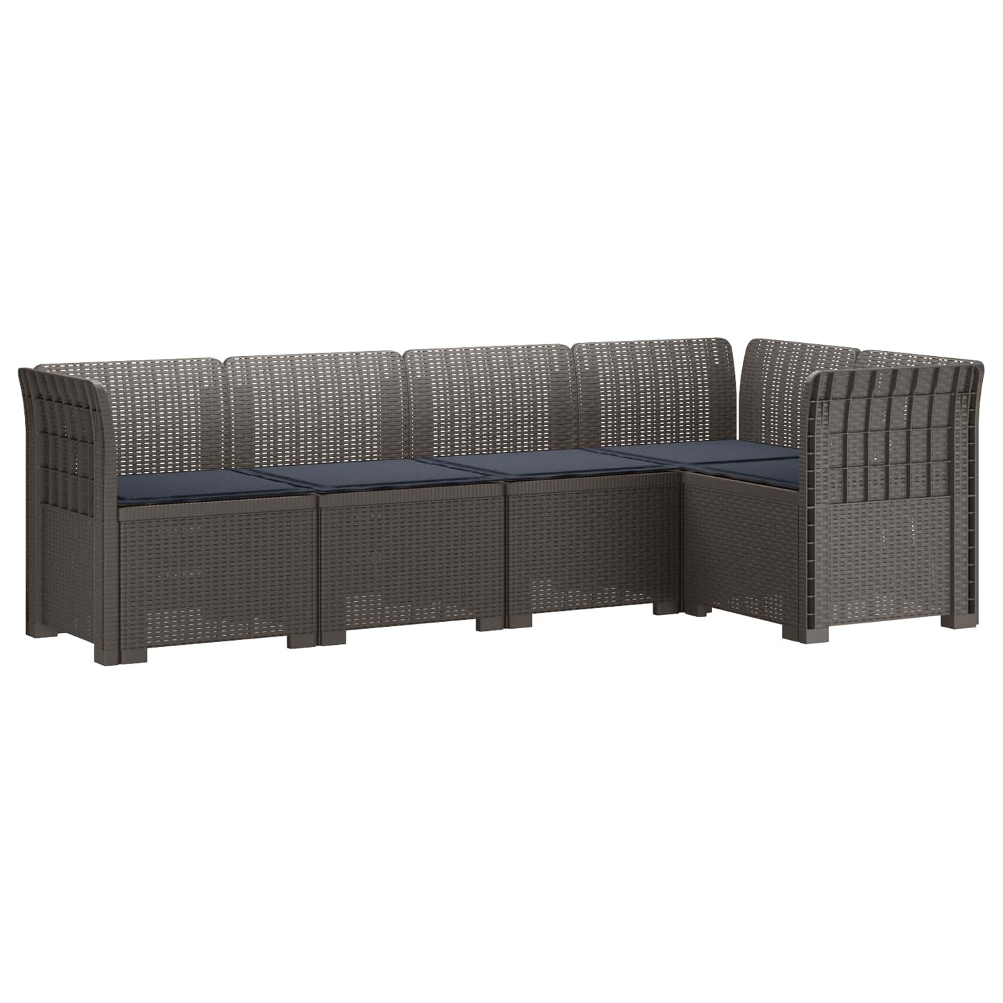 Divano da Giardino 5 Posti con Cuscini Stile Rattan PP | homemem39