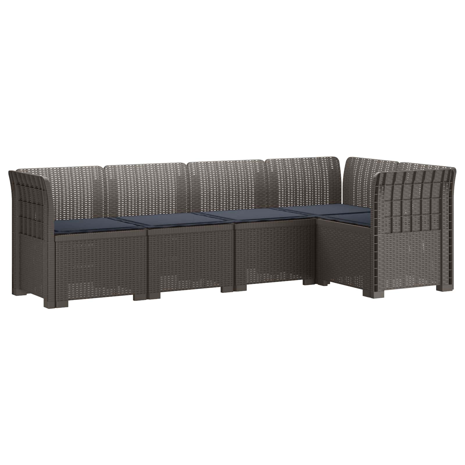 Divano da Giardino 5 Posti con Cuscini Stile Rattan PP | homemem39