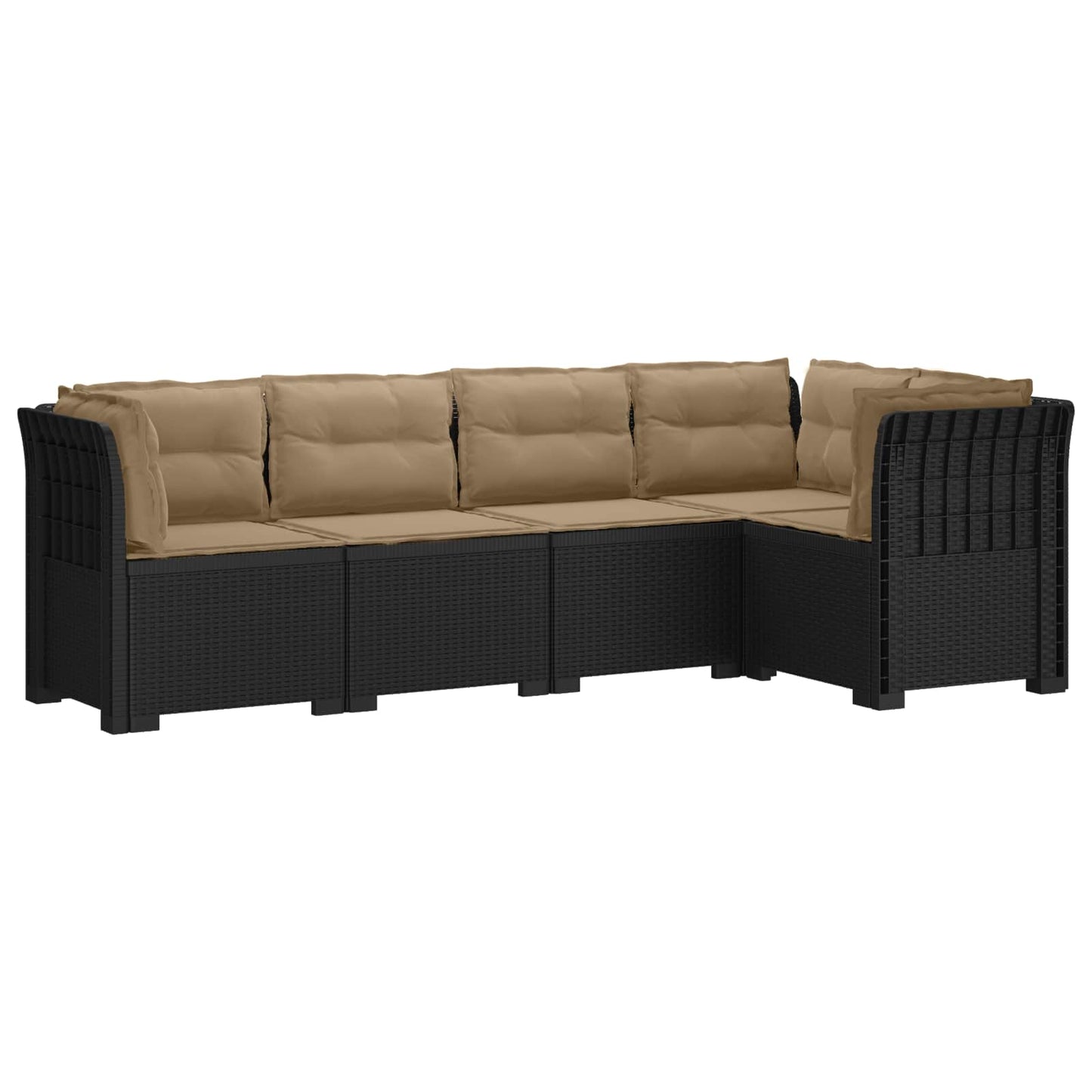 Divano da Giardino 5 Posti con Cuscini Stile Rattan PP | homemem39