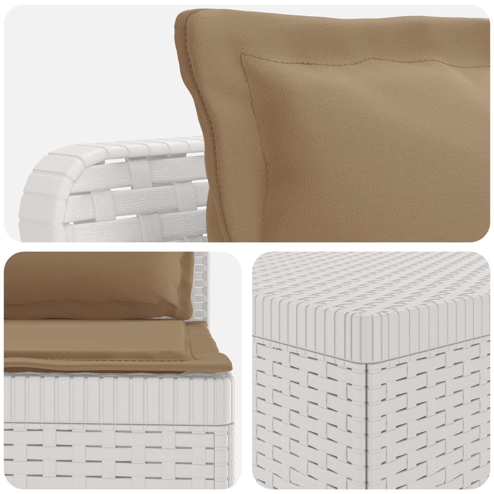 Divano da Giardino 5 Posti con Cuscini Stile Rattan PP Bianco | homemem39