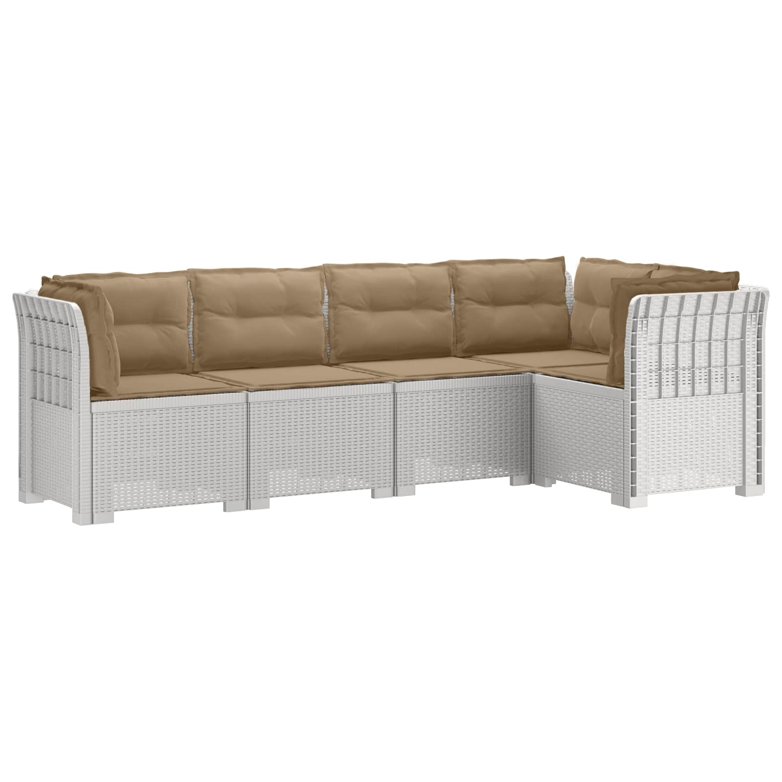 Divano da Giardino 5 Posti con Cuscini Stile Rattan PP Bianco | homemem39