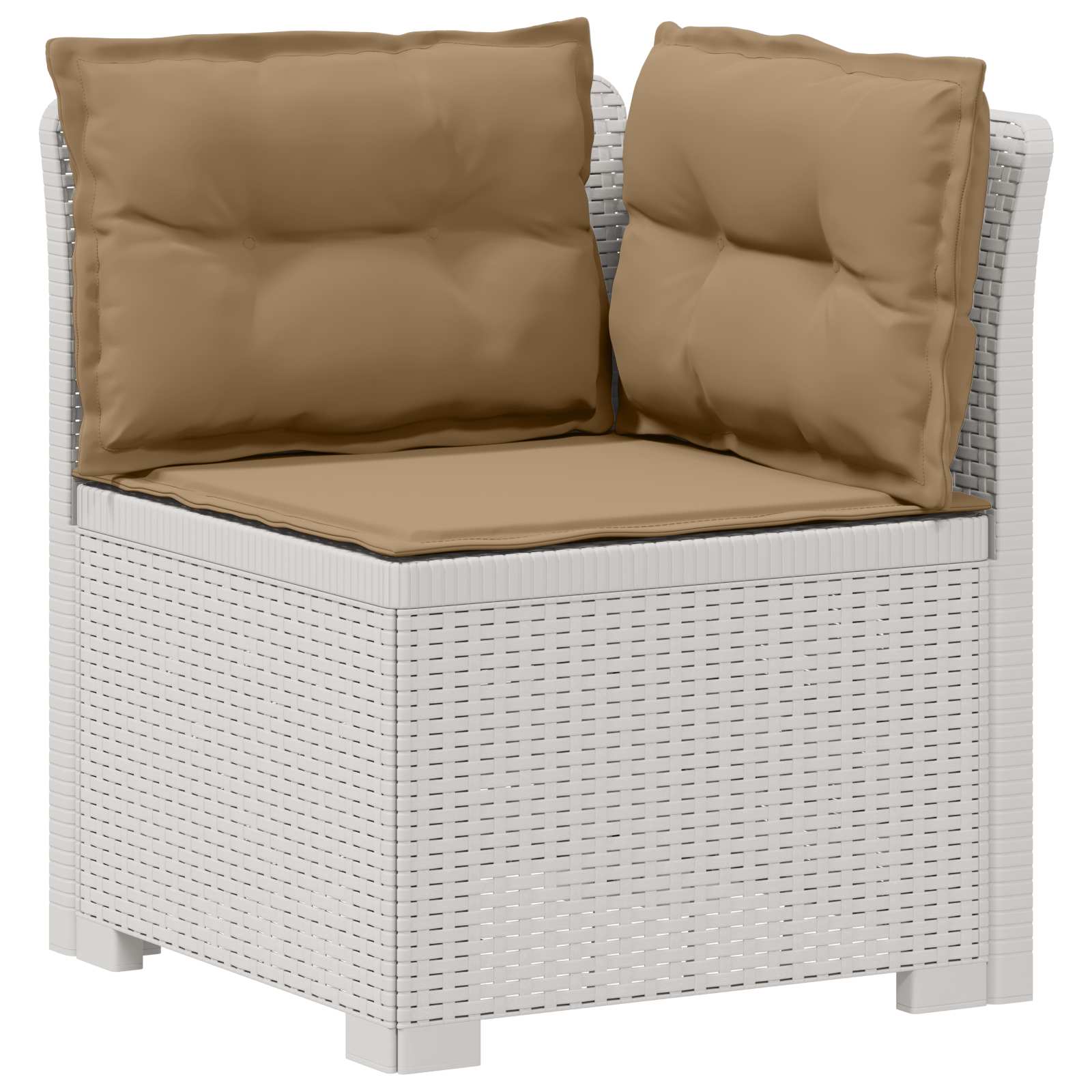 Divano da Giardino 5 Posti con Cuscini Stile Rattan PP Bianco | homemem39