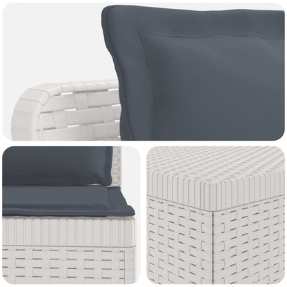 Divano da Giardino 5 Posti con Cuscini Stile Rattan PP Bianco | homemem39