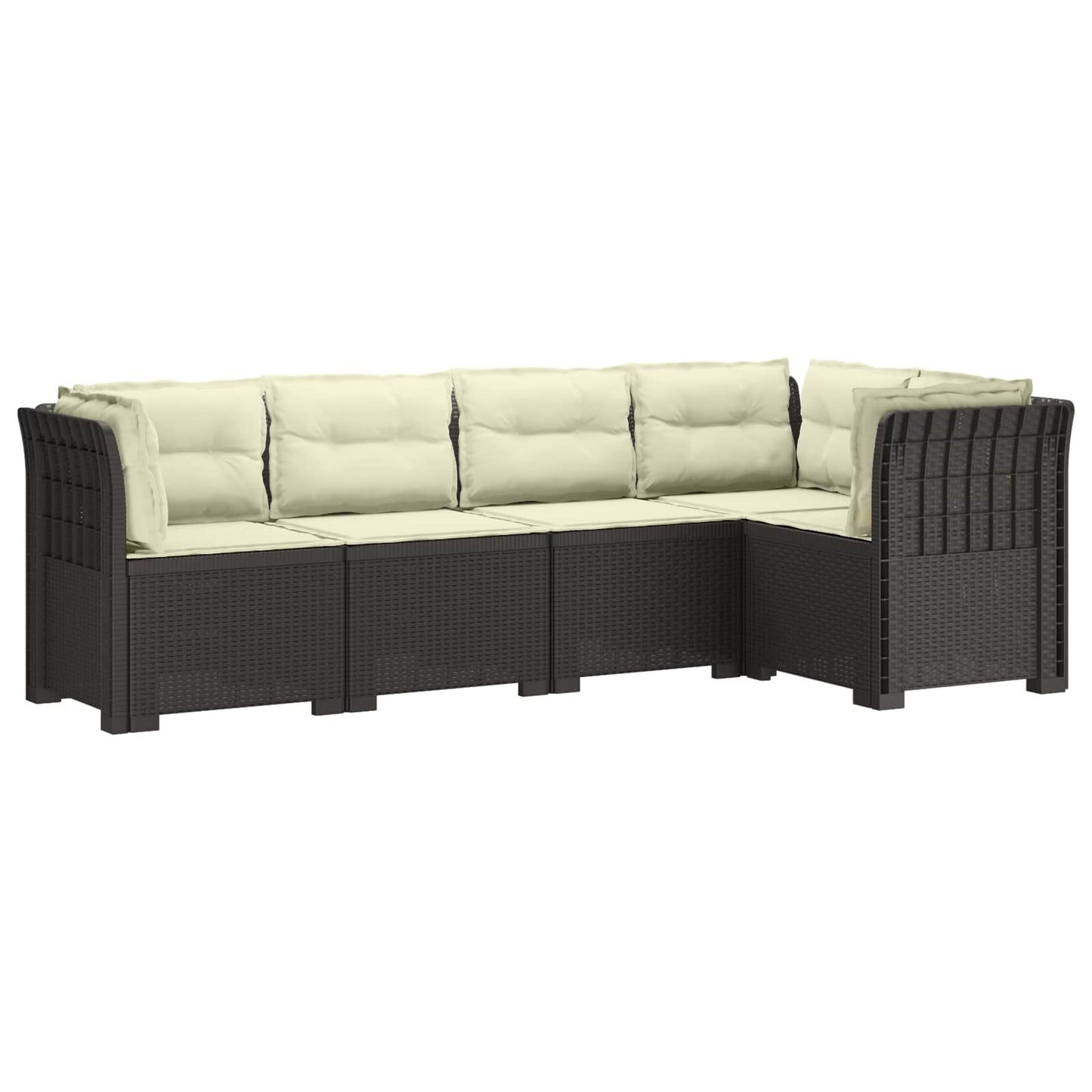 Divano da Giardino 5 Posti con Cuscini Stile Rattan PP | homemem39