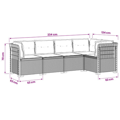 Divano da Giardino 5 Posti con Cuscini Stile Rattan PP | homemem39