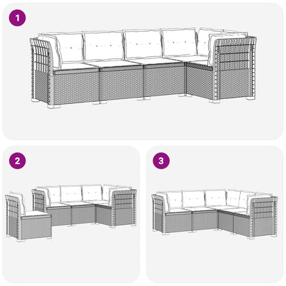 Divano da Giardino 5 Posti con Cuscini Stile Rattan PP | homemem39