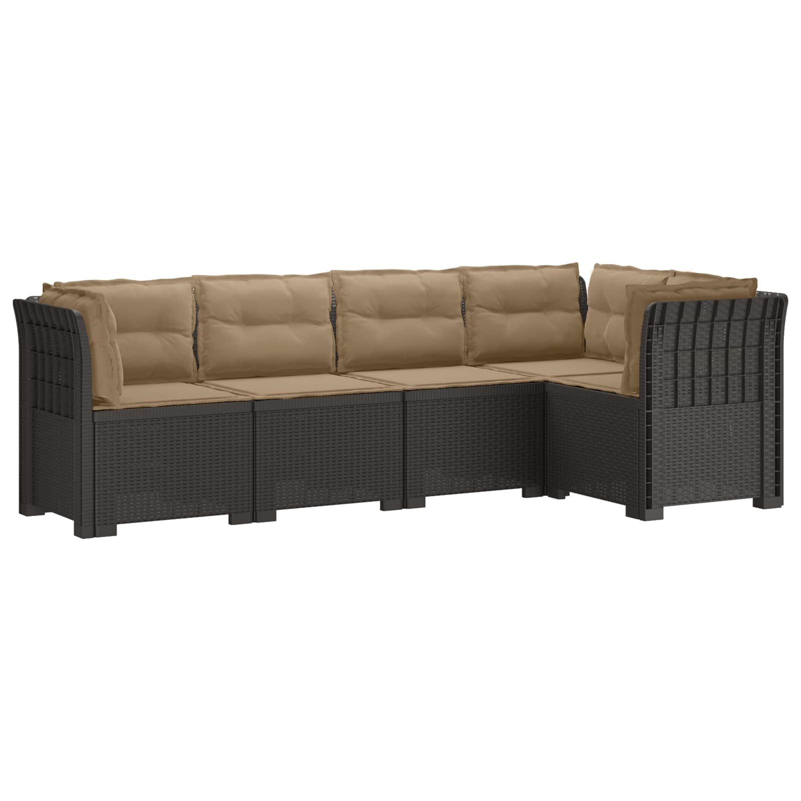 Divano da Giardino 5 Posti con Cuscini Stile Rattan PP | homemem39