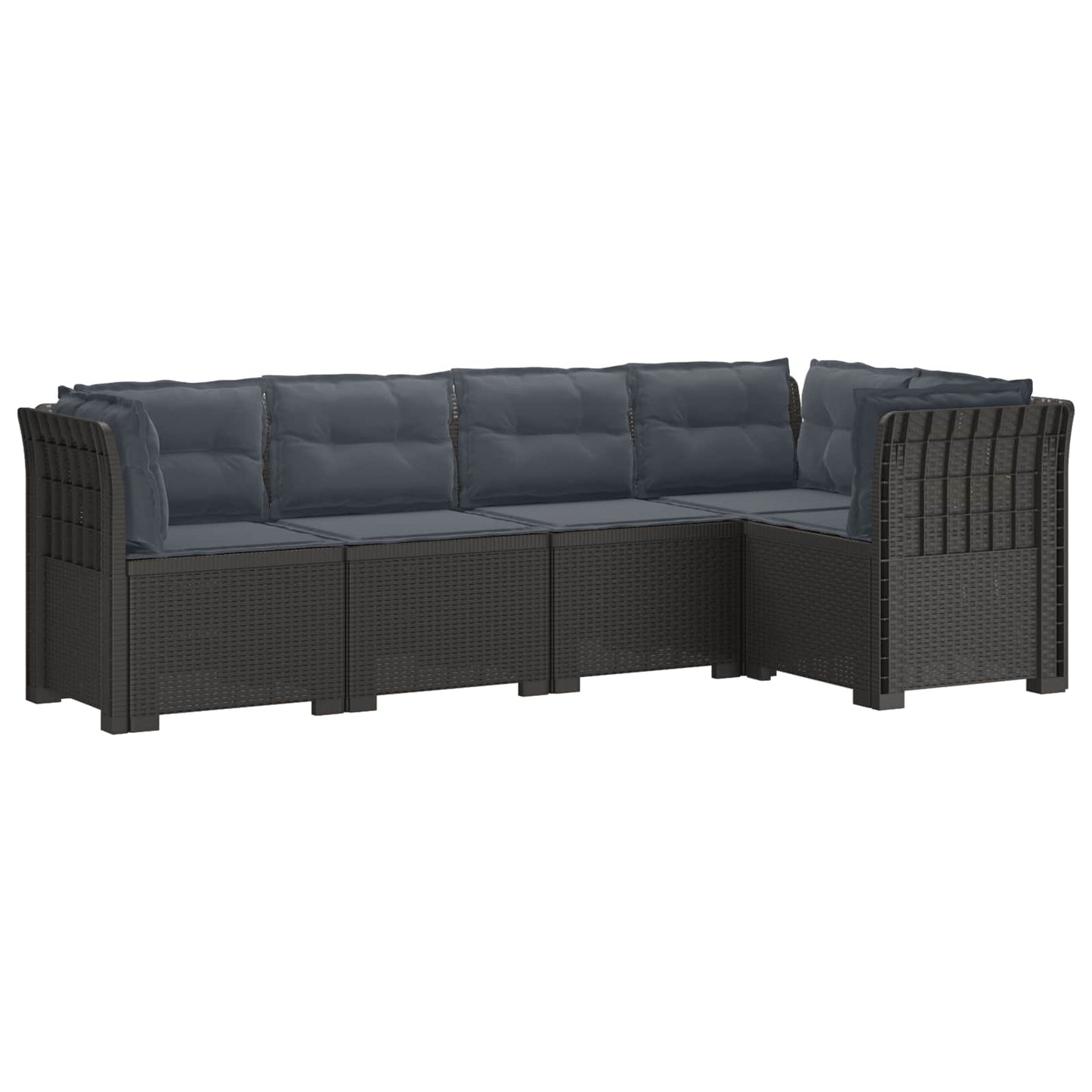 Divano da Giardino 5 Posti con Cuscini Stile Rattan PP | homemem39