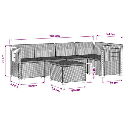 Divano da Giardino 5 Posti Stile Rattan PP Antracite | homemem39