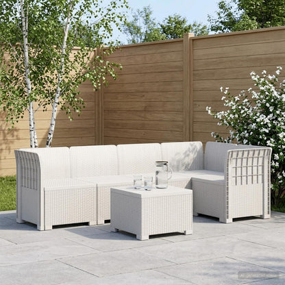 Divano da Giardino 5 Posti Stile Rattan PP Bianco | homemem39