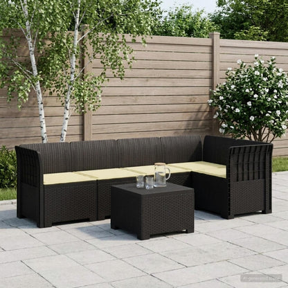 Divano da Giardino 5 Posti con Cuscini Stile Rattan PP | homemem39