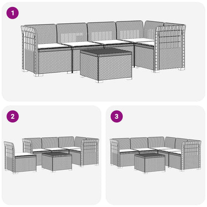 Divano da Giardino 5 Posti con Cuscini Stile Rattan PP | homemem39