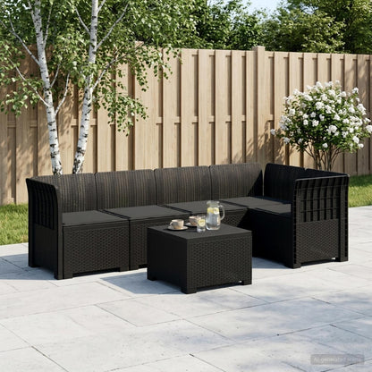 Divano da Giardino 5 Posti con Cuscini Stile Rattan PP | homemem39