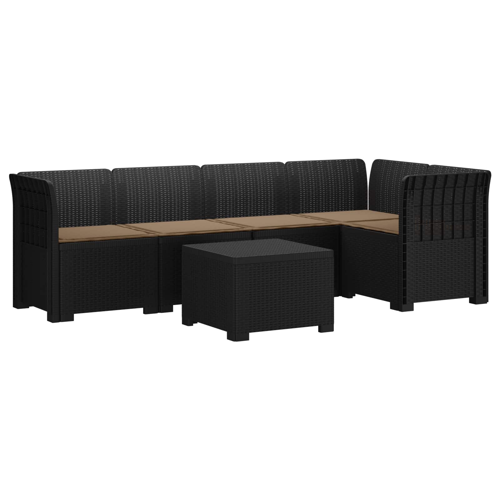Divano da Giardino 5 Posti con Cuscini Stile Rattan PP | homemem39