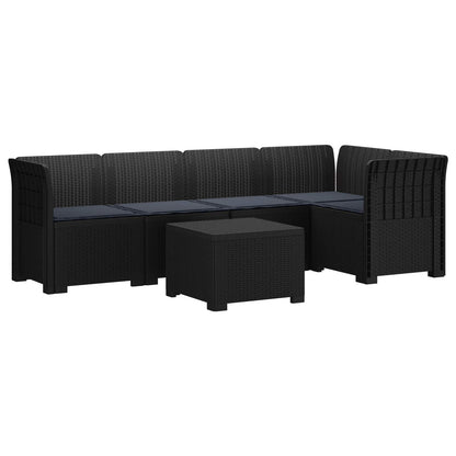Divano da Giardino 5 Posti con Cuscini Stile Rattan PP | homemem39