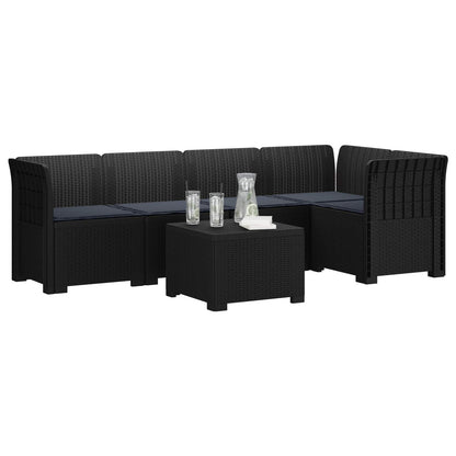 Divano da Giardino 5 Posti con Cuscini Stile Rattan PP | homemem39
