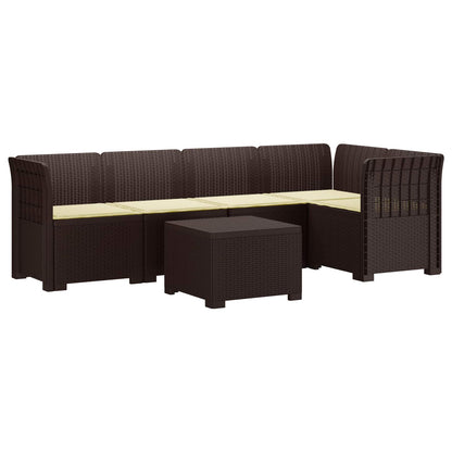 Divano da Giardino 5 Posti con Cuscini Stile Rattan PP Marrone | homemem39