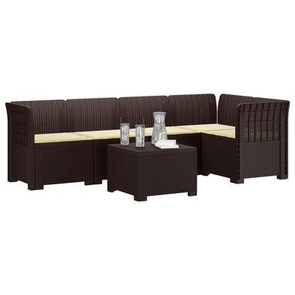 Divano da Giardino 5 Posti con Cuscini Stile Rattan PP Marrone | homemem39