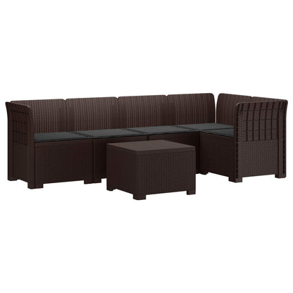 Divano da Giardino 5 Posti con Cuscini Stile Rattan PP Marrone | homemem39
